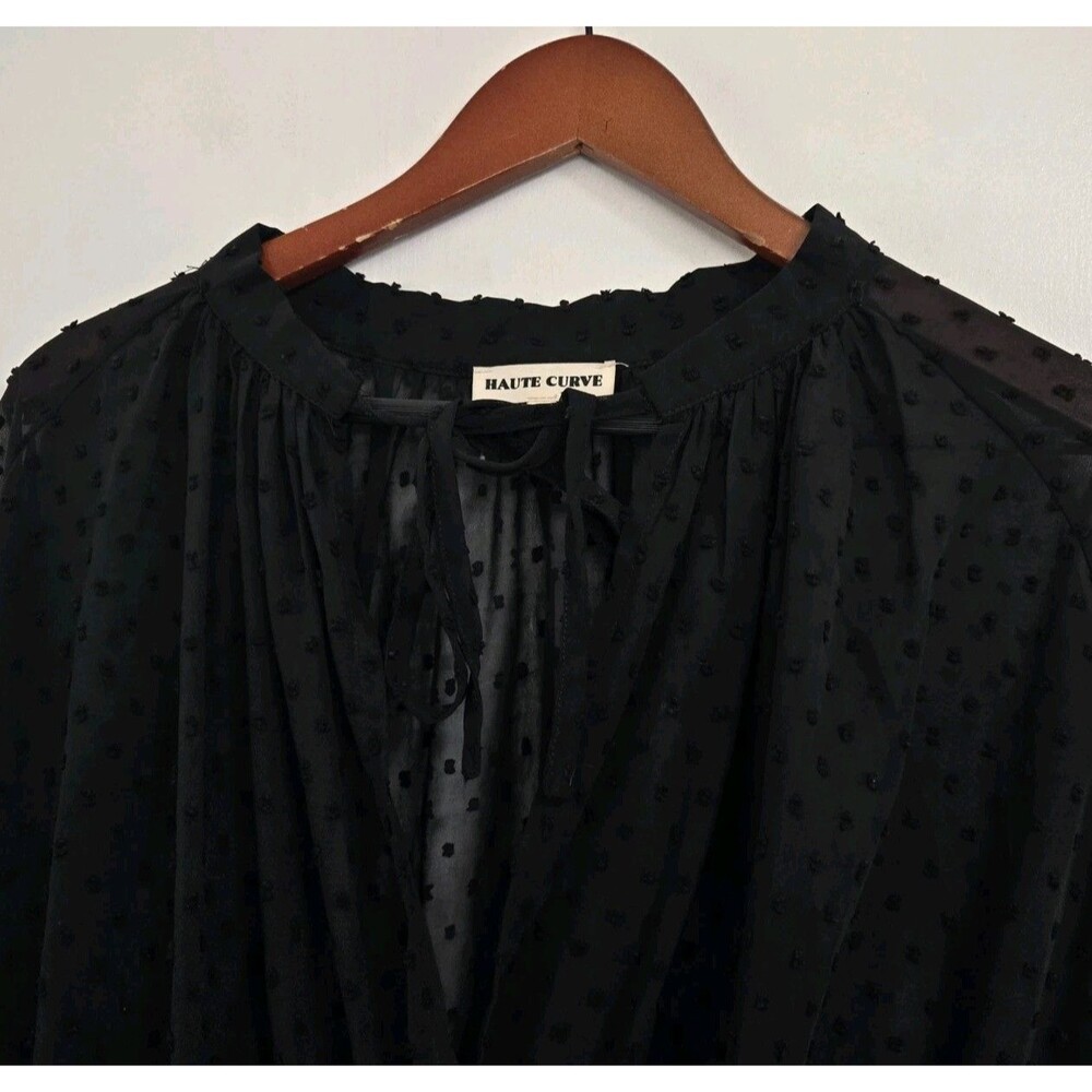 VTG Haute Curve Blouse Womens 2XL Babydoll Black Goth Sheer Whimsigoth Witchy - Picture 2 of 8
